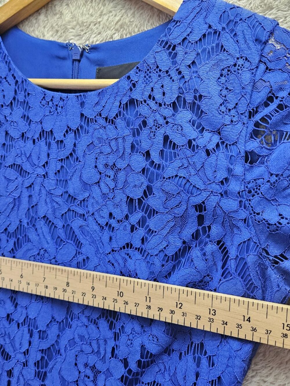 J.Crew Floral Lace Dress Cocktail Night Out Long Sleeves Cobalt Blue Size 0 - Picture 7 of 9